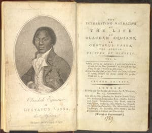 Image of Equiano Olaudah and his book